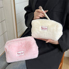 CouldNook Plush Cosmetic Bag - Pale Colors And Rounded Pillow Shape