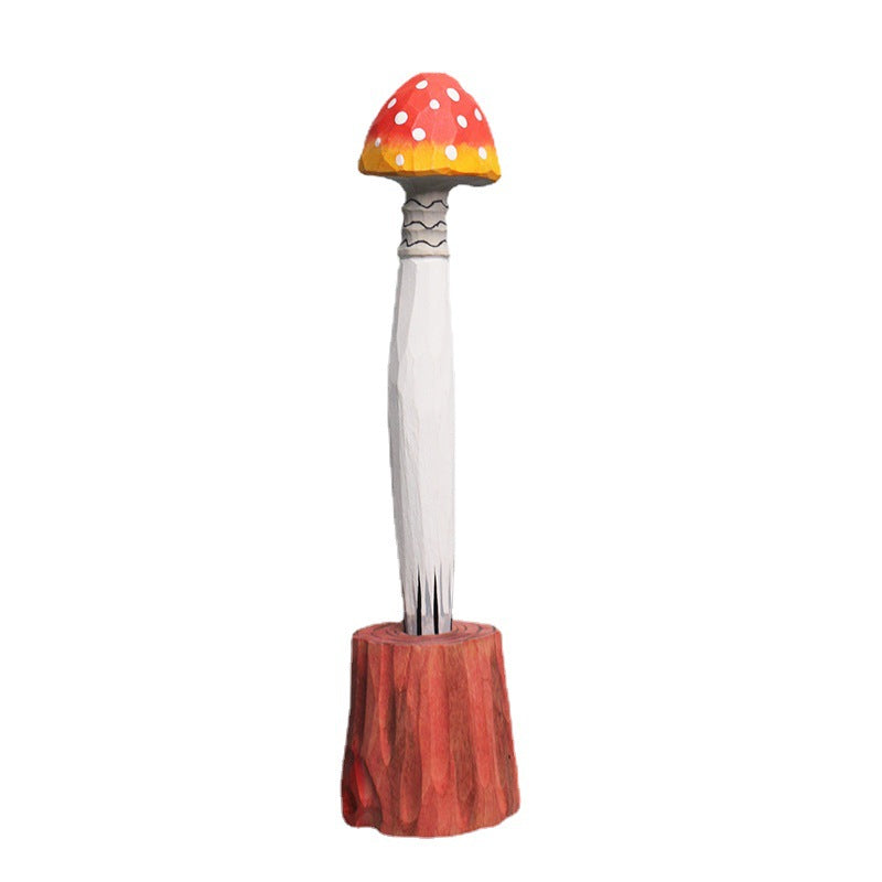 CouldNook Carved Mushroom Pen - Painted Cap And Faceted Wooden Stem