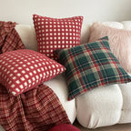 CouldNook Christmas Plaid Cushion Cover - Green Ground And Crossing Stripes