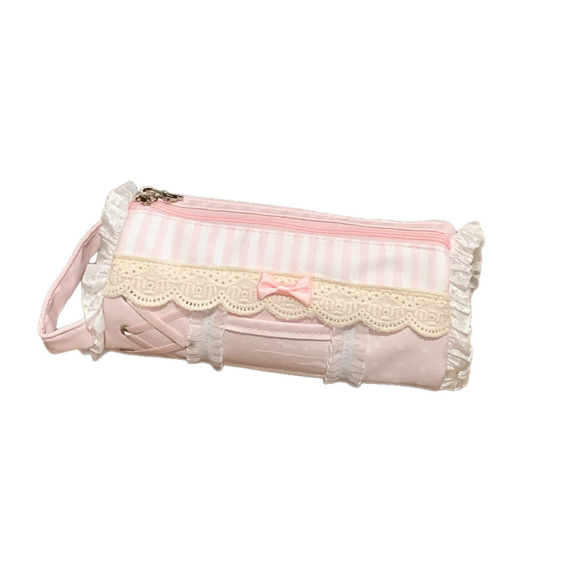 CouldNook Lace Trim Pencil Pouch - Bow Detail And Side Loop