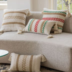CouldNook Tasseled Cushion Cover - Woven Patterns And Four Corner Tassels