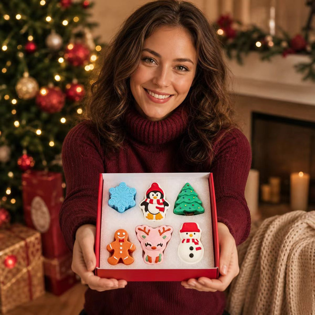 CouldNook Christmas Bath Bombs - Six Holiday Shapes And Gift Box Option