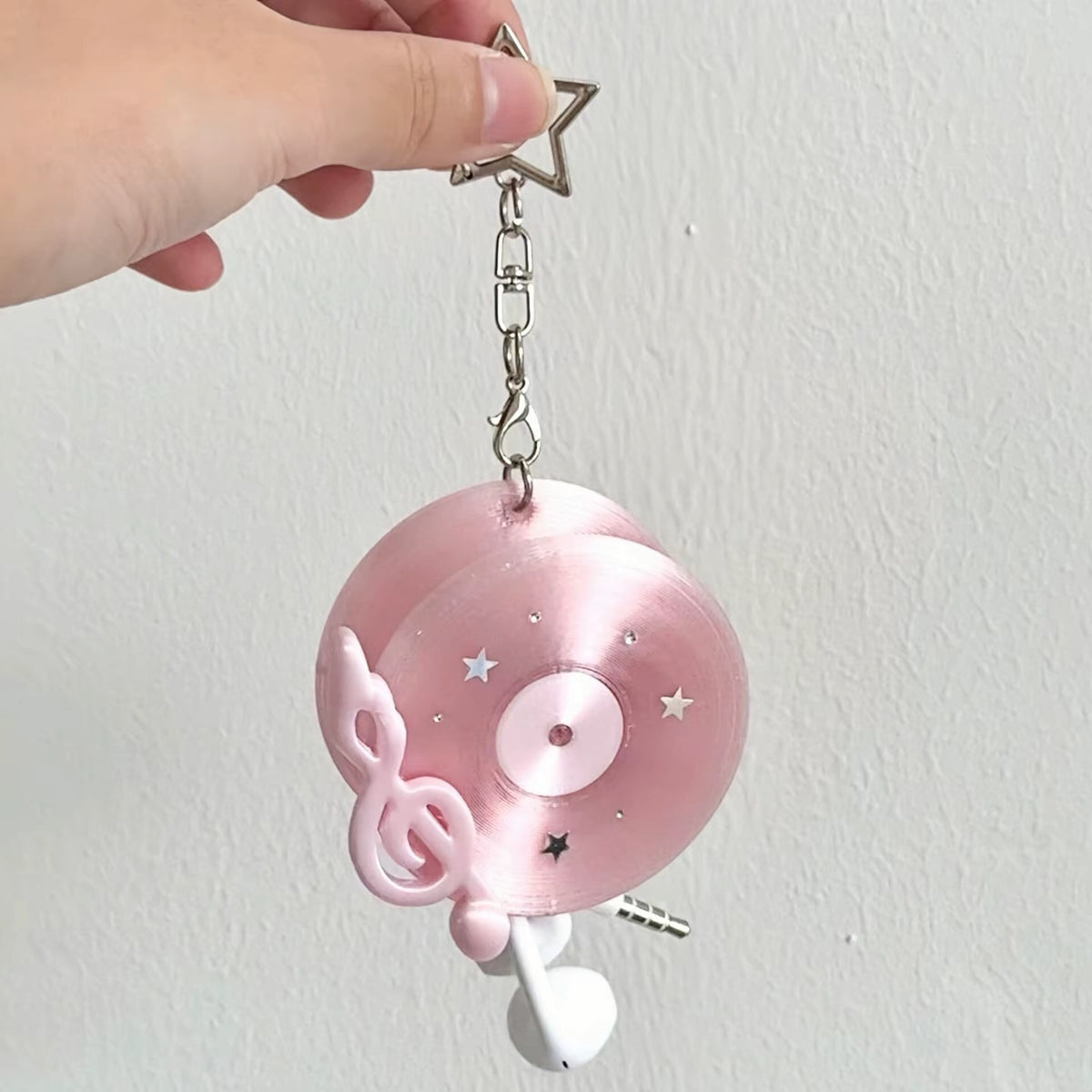 CouldNook Earphone Cord Organizer Keychain - Record Shape And Treble Clef