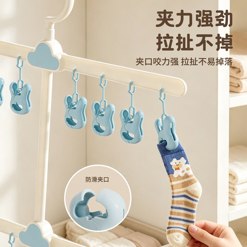 CouldNook Two-Tier Laundry Clip Hanger - Rabbit Clips And Cloud Details