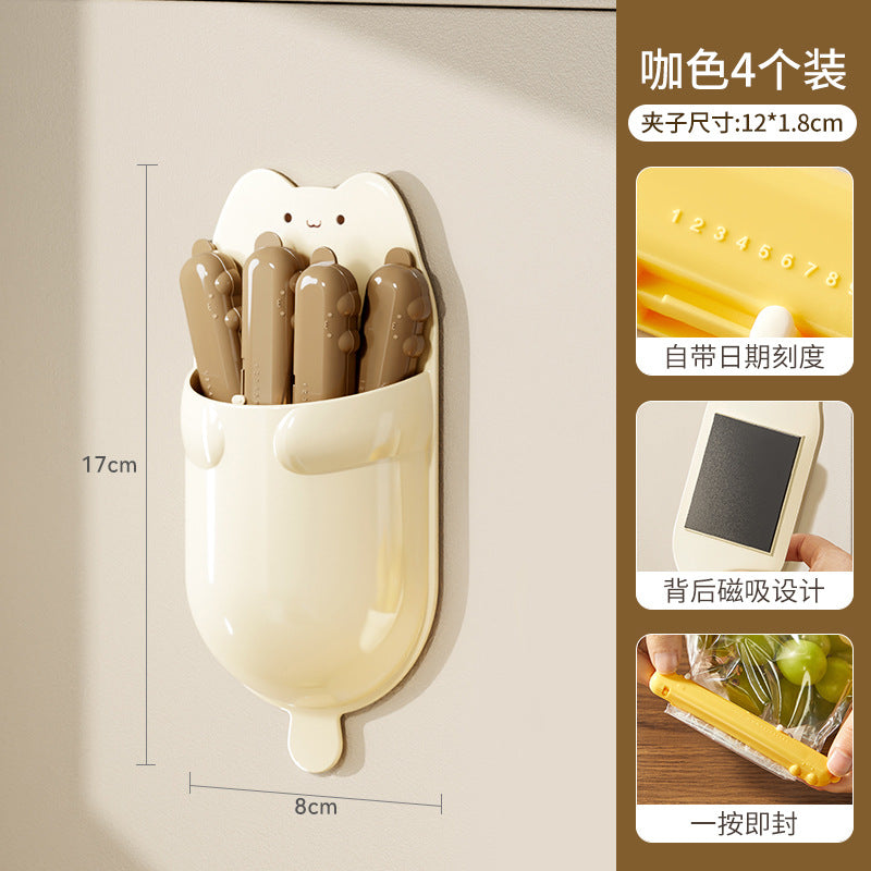 CouldNook Cat Bag Clip Set - Magnetic Holder and Sliding Date Markers
