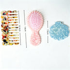 CouldNook Comb Brush And Mirror Set - Patterned Bodies And Shell-Shaped Mirror