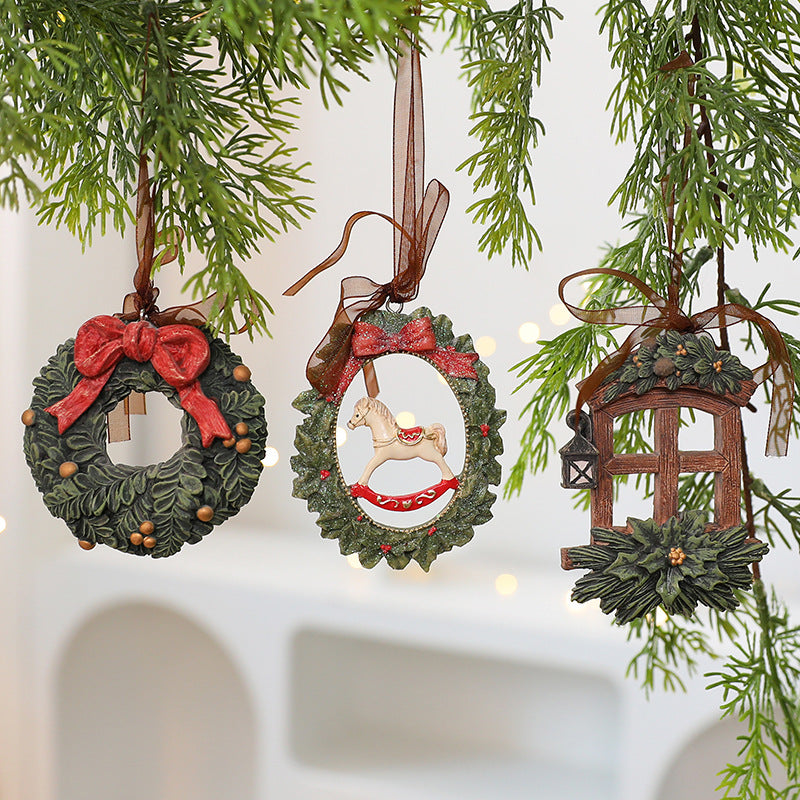 CouldNook Christmas Resin Ornament - Sculpted Scenes and Ribbon Loops