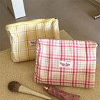 CouldNook Checked Cosmetic Pouch - Soft Fabric And Shaped Base Options