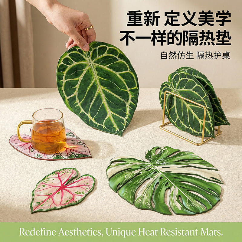 CouldNook Tropical Leaf Coaster - Shaped Edges And Colorful Vein Patterns
