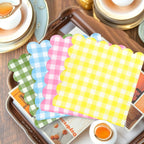 CouldNook Gingham Paper Napkin Set - Scalloped Edges and Square Shape