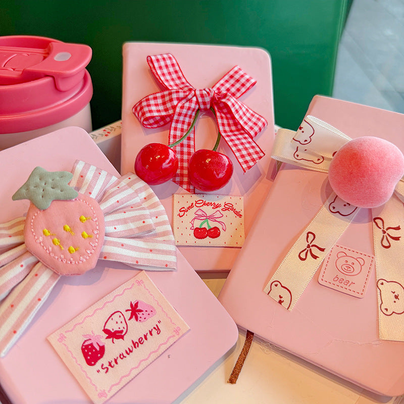 CouldNook Fruit Bow Notebook - Raised Motif And Patterned Ribbon Detail