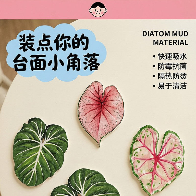 CouldNook Tropical Leaf Coaster - Shaped Edges And Colorful Vein Patterns