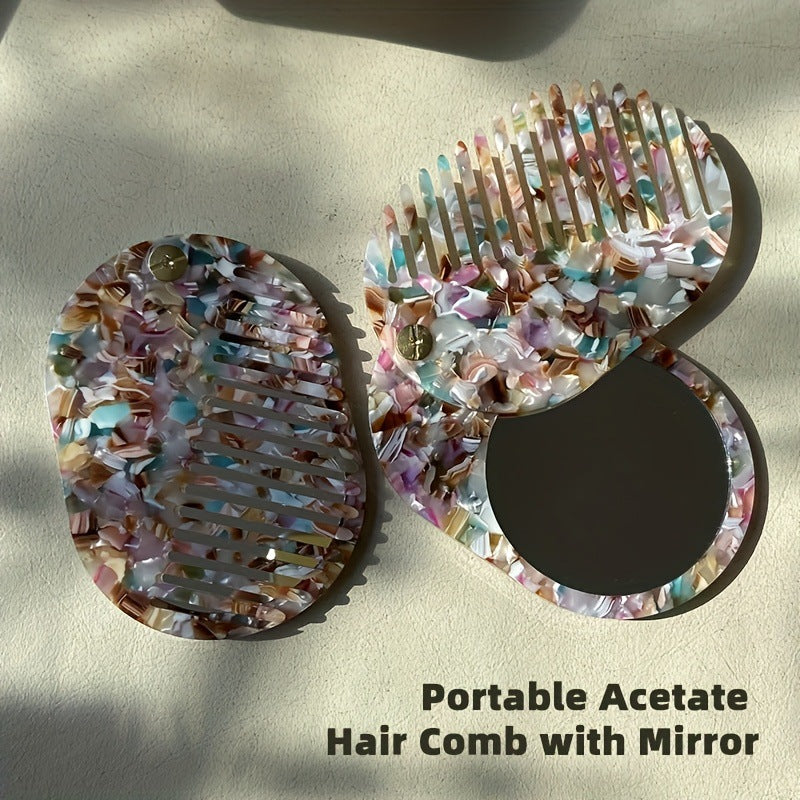 CouldNook Rotating Comb And Mirror - Oval Acetate Body And Pivot