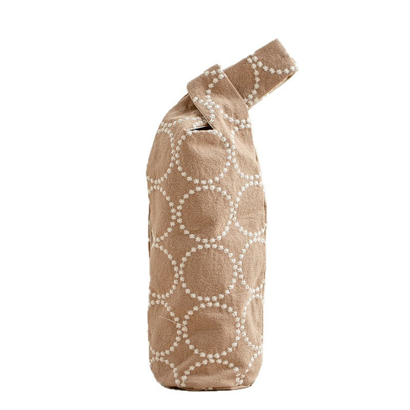CouldNook Embroidered Bottle Carrier - Fabric Sleeve And Thread-Through Handles