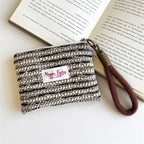 CouldNook Striped Wristlet Pouch - Woven Rows And Brown Carry Loop