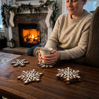 CouldNook Snowflake Coaster Set - Four Layered Wooden Designs For Cups