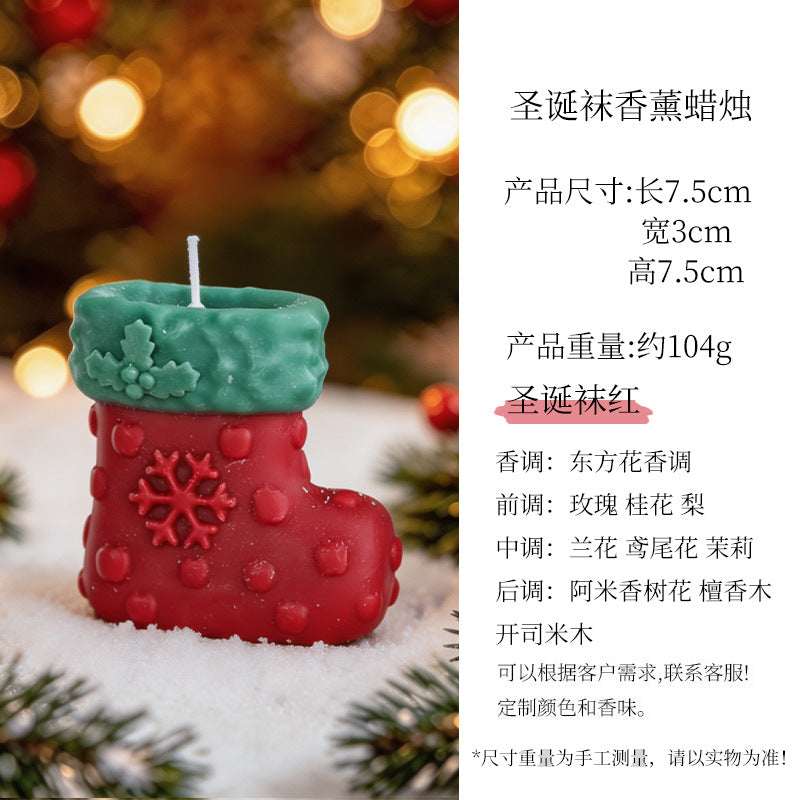 CouldNook Stocking Candle - Raised Snowflakes and Contrasting Holiday Colors