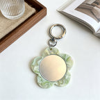 CouldNook Flower Mirror Keychain - Patterned Petals And Round Clasp