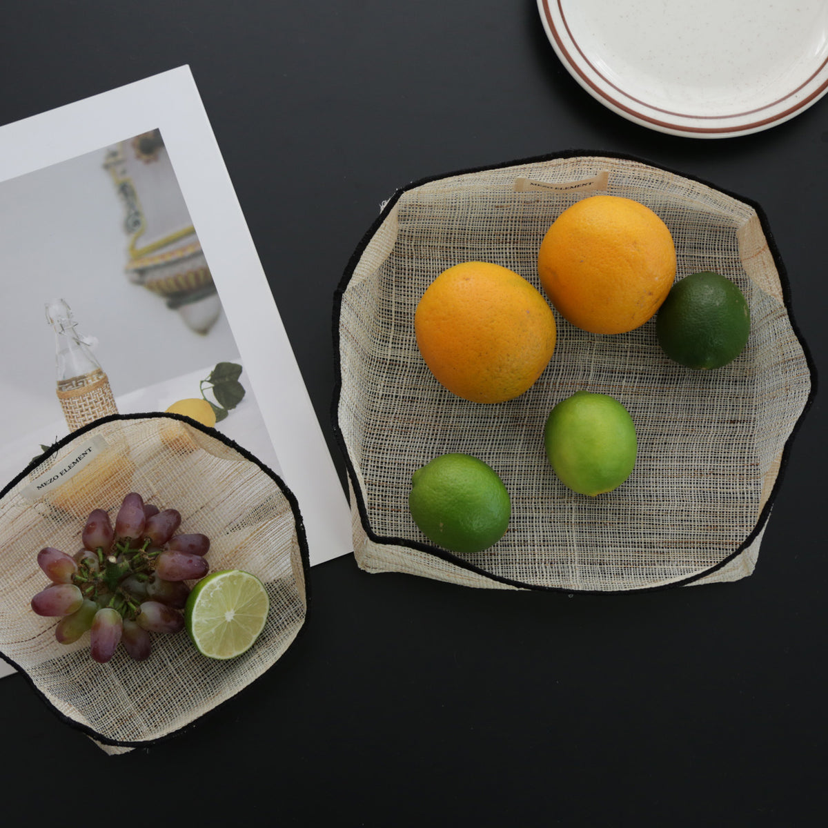 CouldNook Fabric Storage Basket - Open Weave And Contrasting Bound Rim