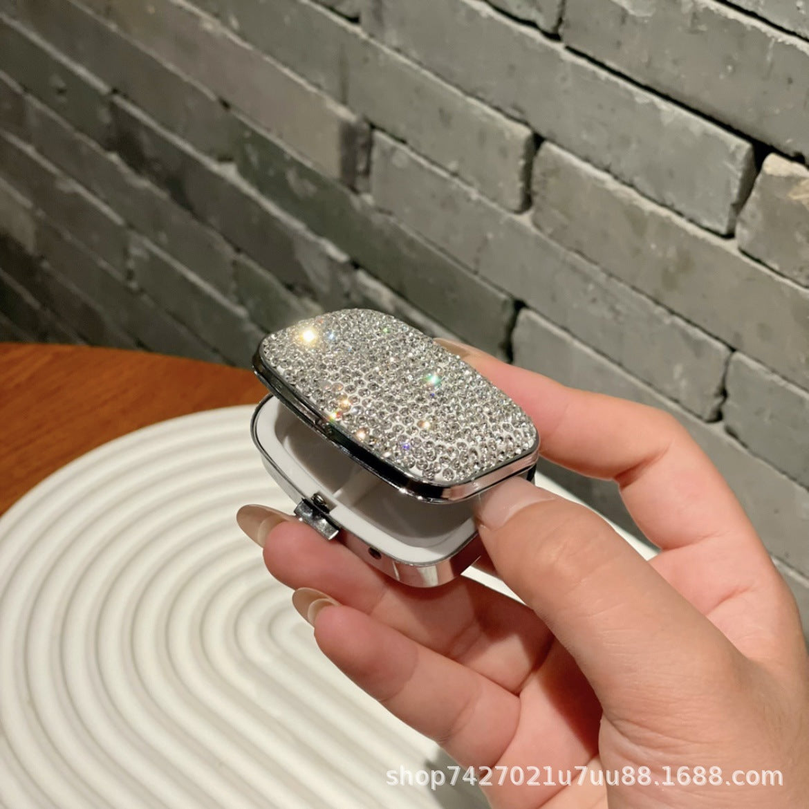 CouldNook Rhinestone Pill Box - Sparkling Lid And Divided Insert