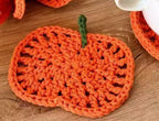 CouldNook Pumpkin Crochet Coaster - Openwork Yarn And Separate Stem Option