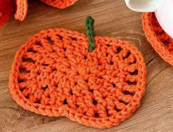CouldNook Pumpkin Crochet Coaster - Openwork Yarn And Separate Stem Option