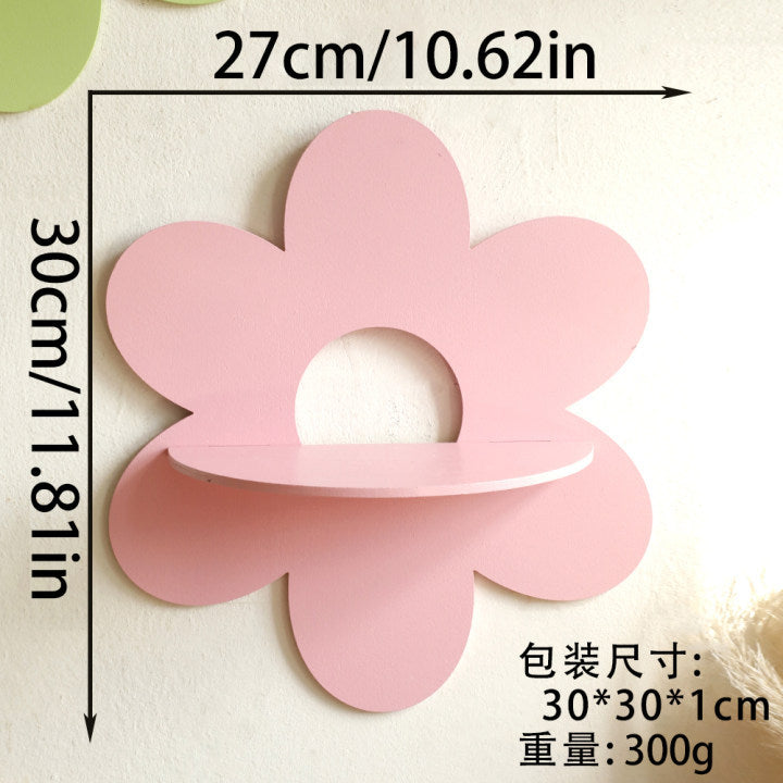 CouldNook Decorative Wall Shelf - Flower Or Wave Backing And Display Ledge