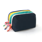 CouldNook Color Block Cosmetic Bag - Multiple Zippers And Contrasting Panels