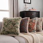 CouldNook Fringed Jacquard Cushion - Woven Patterns And Pale Edge Trim