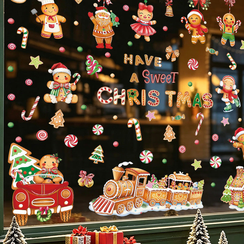 CouldNook Gingerbread Window Cling Set - Candy Motifs and Christmas Lettering