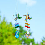 CouldNook Hummingbird Suncatcher - Spread Wings And Faceted Teardrop Pendant