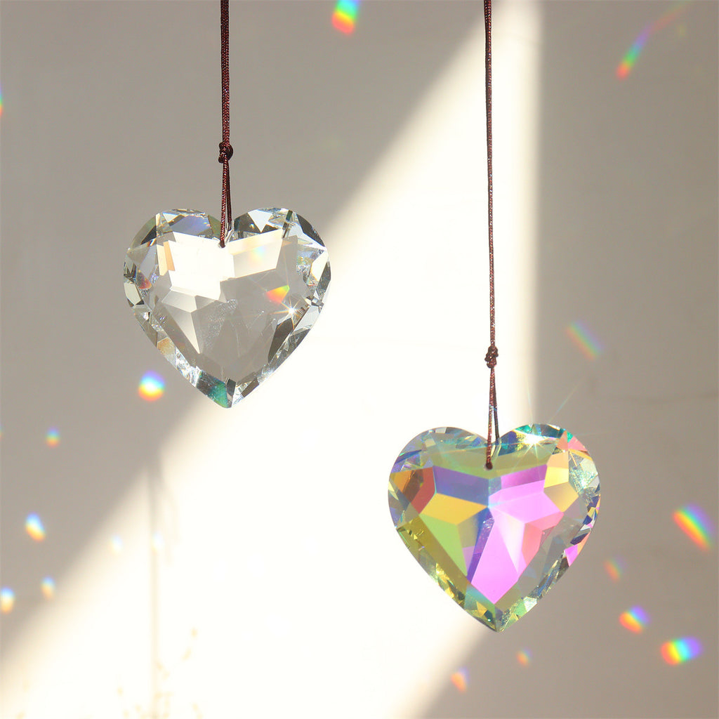 CouldNook Heart Prism Suncatcher - Faceted Crystal Pendant And Hanging Hole
