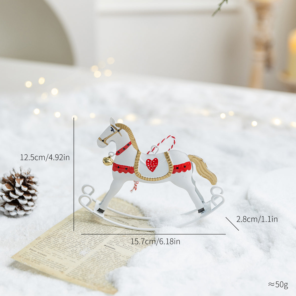 CouldNook Rocking Horse Ornament - Distressed Finish And Twisted Hanging Cord