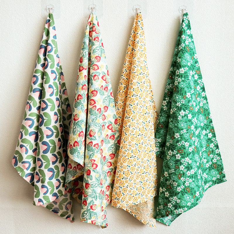 CouldNook Printed Cotton Tea Towel - Floral And Strawberry Pattern Choices