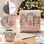 CouldNook Christmas Napkin Holder - Wooden Base And Festive Cutout Sides