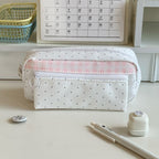 CouldNook Polka Dot Pencil Case - Plaid Band And Front Zip Pocket