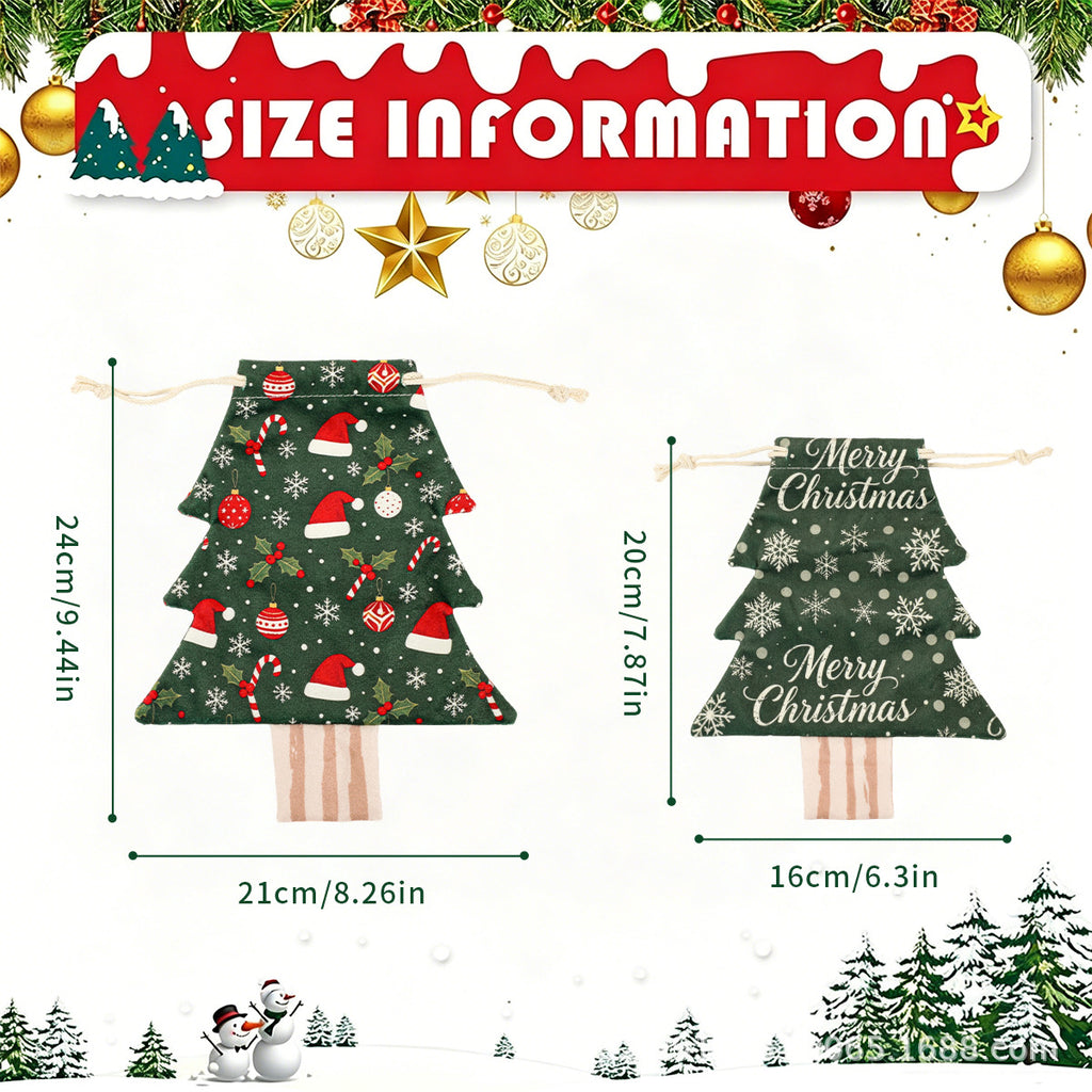 CouldNook Christmas Tree Gift Bag - Drawstring Closure And Printed Fabric