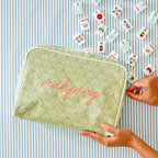 CouldNook Patterned Cosmetic Bag - Glossy Finish And Contrasting White Piping