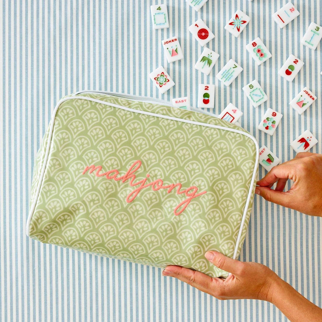 CouldNook Patterned Cosmetic Bag - Glossy Finish And Contrasting White Piping