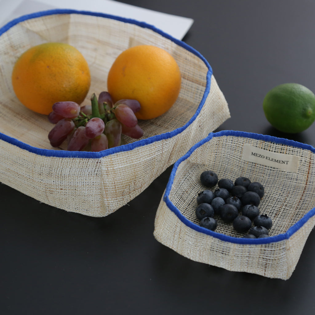 CouldNook Fabric Storage Basket - Open Weave And Contrasting Bound Rim