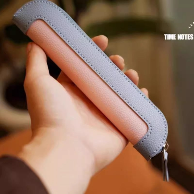 CouldNook Slim PU Pen Pouch - Stitched Edges And Curved Zip
