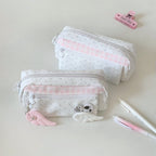 CouldNook Polka Dot Pencil Case - Plaid Band And Front Zip Pocket