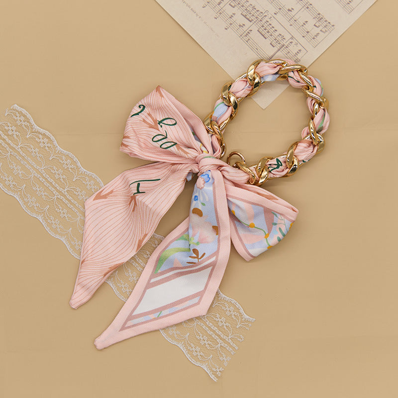 CouldNook Bow Scarf Phone Wrist Strap - Rose Pattern Loop