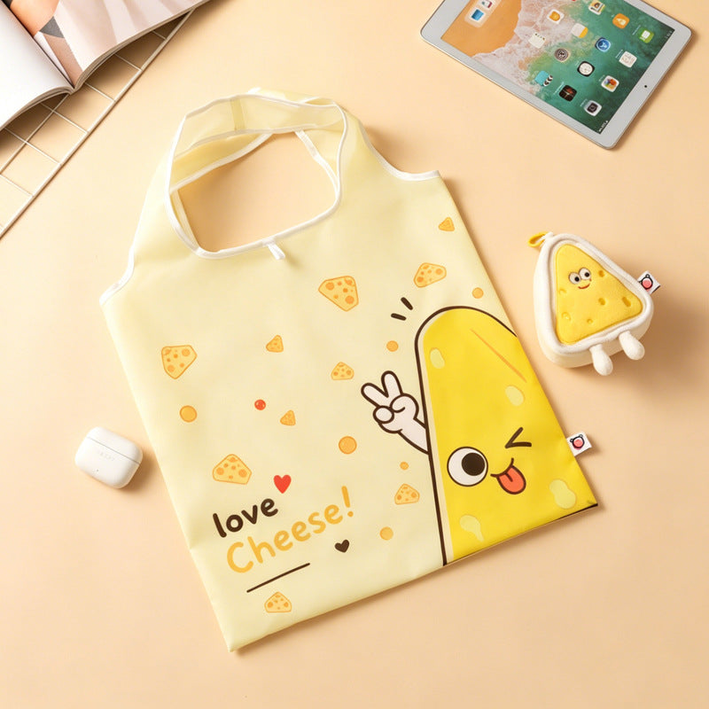 CouldNook Food Character Shopping Bag - Foldable Tote And Matching Pouch
