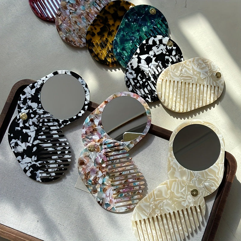 CouldNook Rotating Comb And Mirror - Oval Acetate Body And Pivot