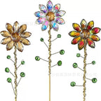 CouldNook Flower Suncatcher Plant Stake - Faceted Petals And Beaded Branches