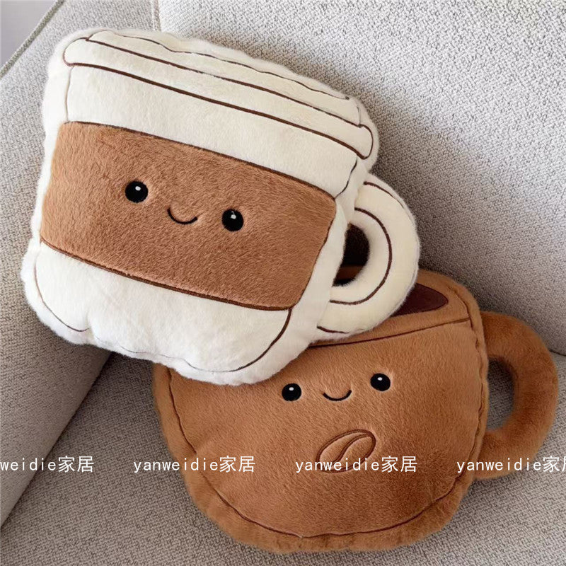 CouldNook Coffee Plush Cushion - Smiling Bean And Cup Shape Choices