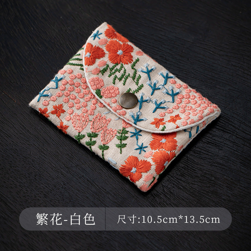 CouldNook Embroidered Card Pouch - Curved Flap And Snap Closure