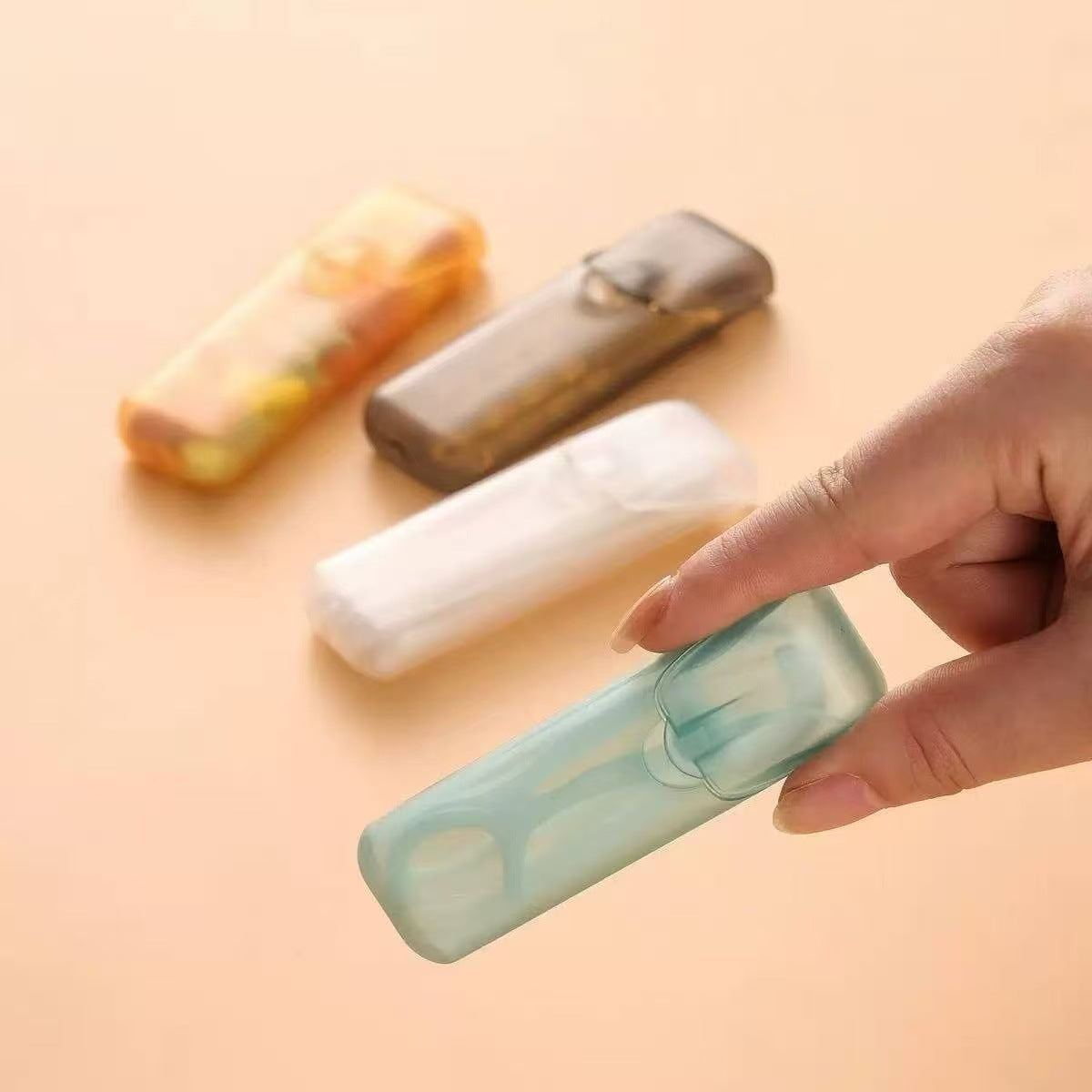CouldNook Toothpick Storage Case - Translucent Body and Hinged Flip Lid