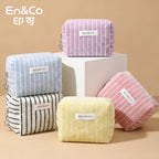 CouldNook Striped Cosmetic Bag - Towel Texture And Star Zipper Pull